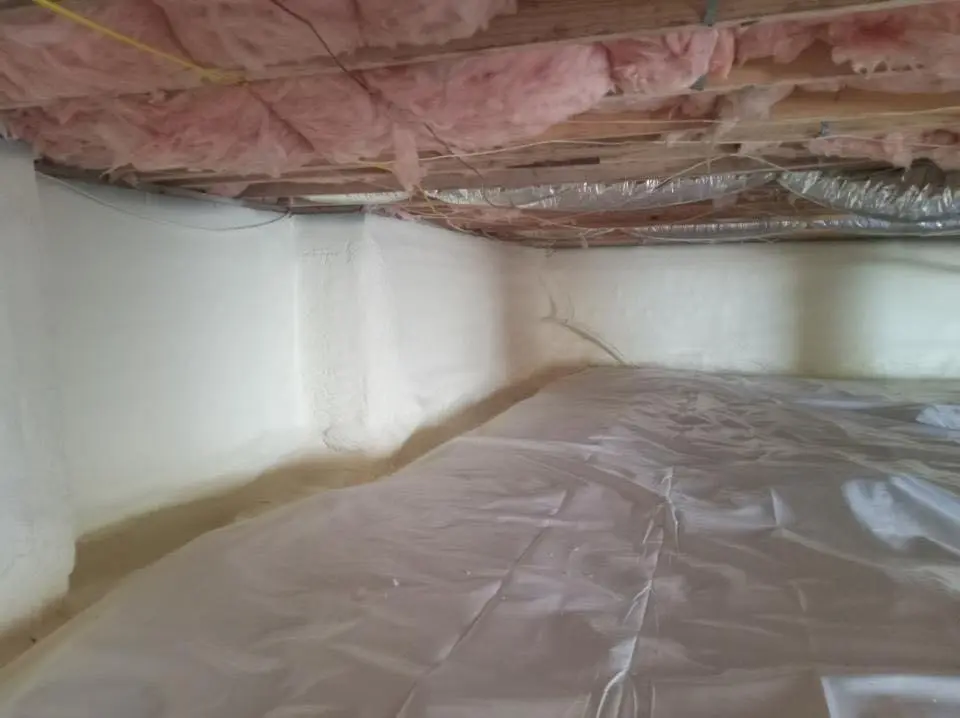 Crawl space encapsulation with closed-cell spray foam for Commercial Roof Restoration in Yorkville